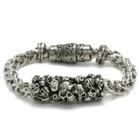 Stainless Steel Bracelet with Skulls