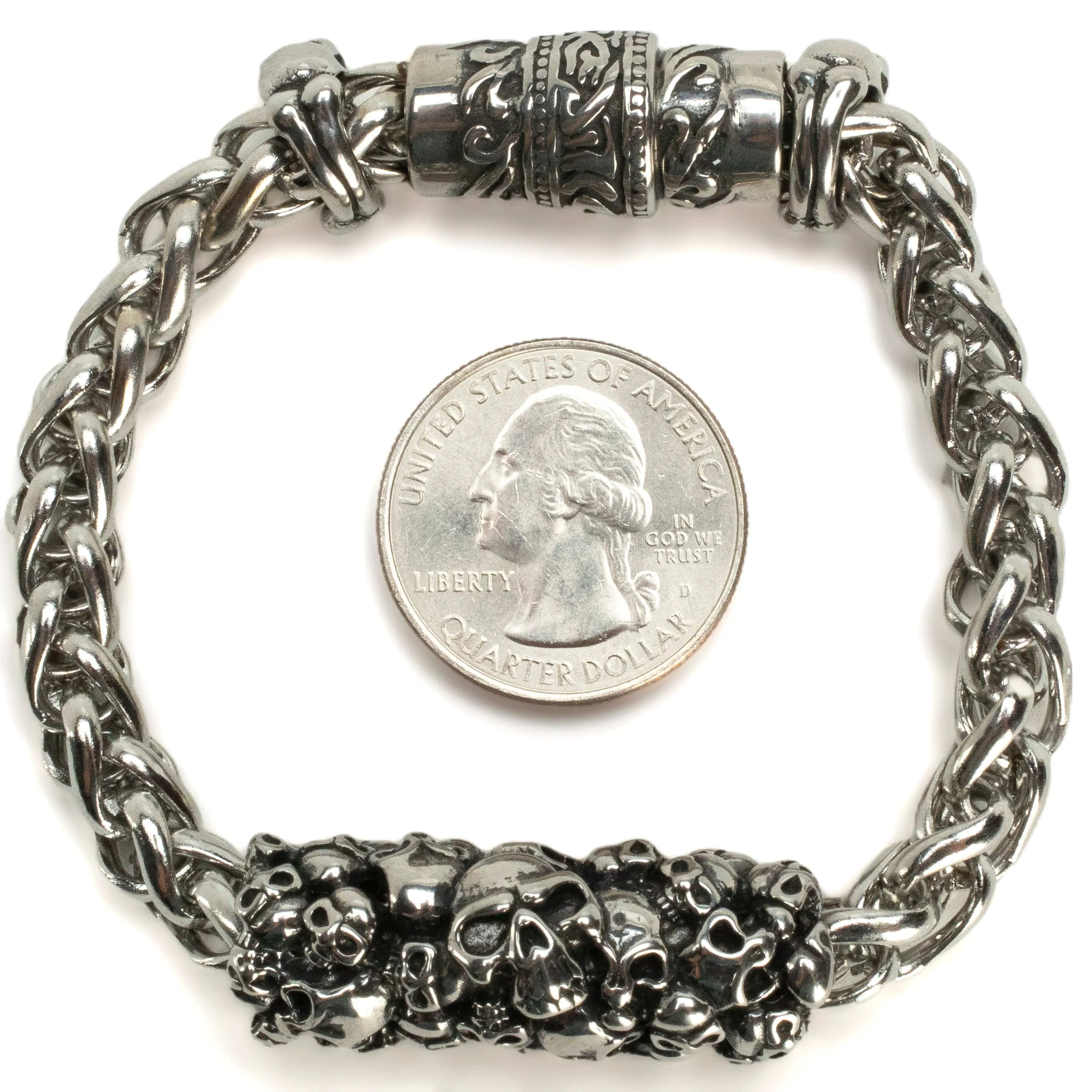 Stainless Steel Bracelet with Skulls