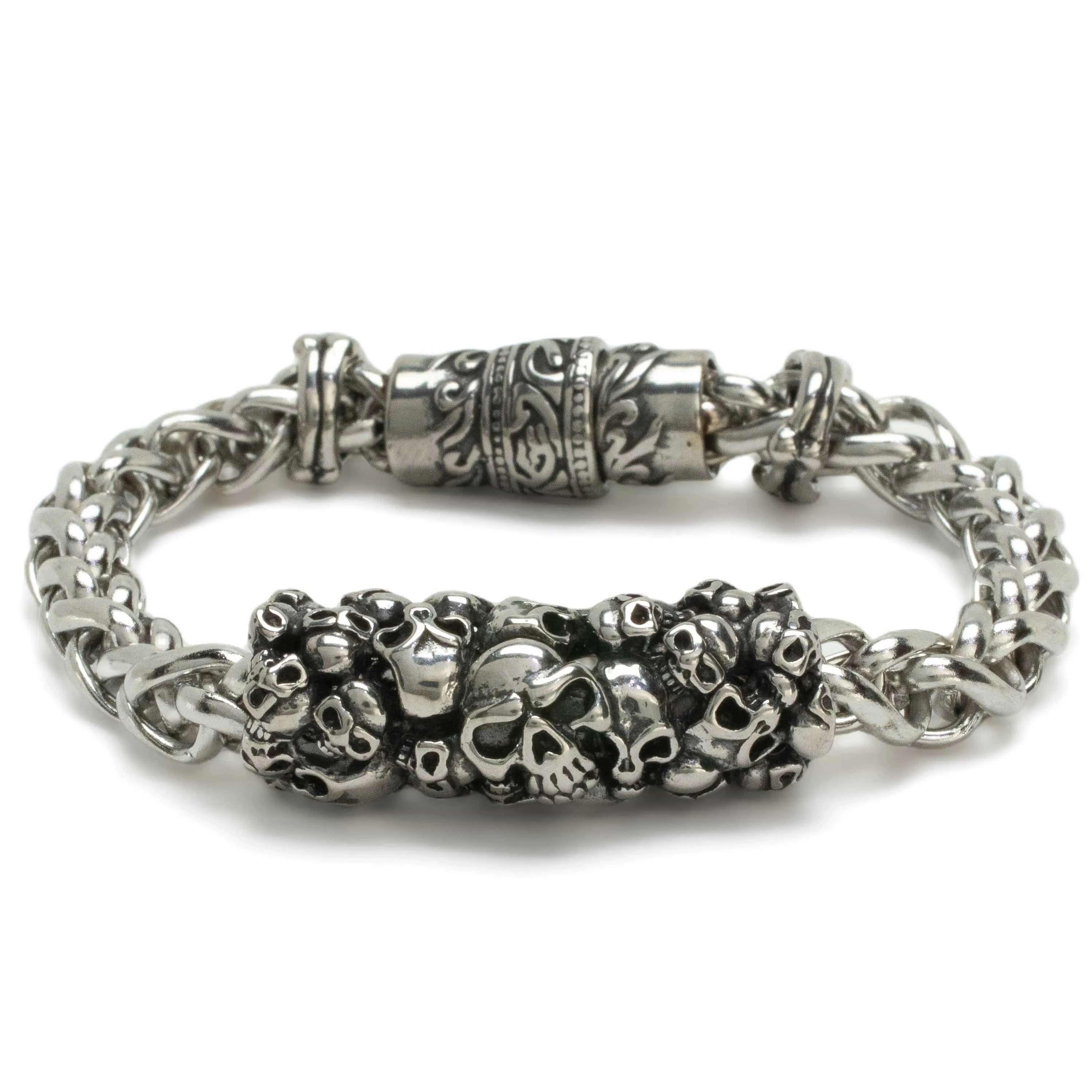 Stainless Steel Bracelet with Skulls