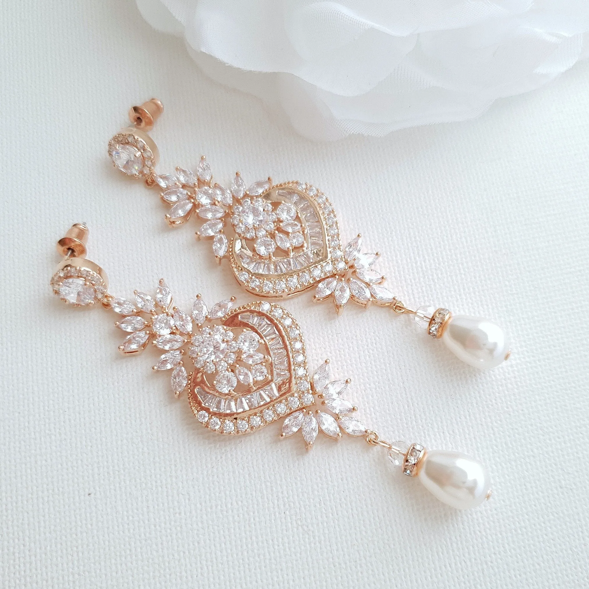 Statement Bridal Earrings-Rosa