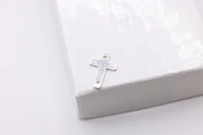 Sterling Silver Cross Connector Charm, 9mm x 6mm, Spacer Link Charm, Sideways Horizontal Cross