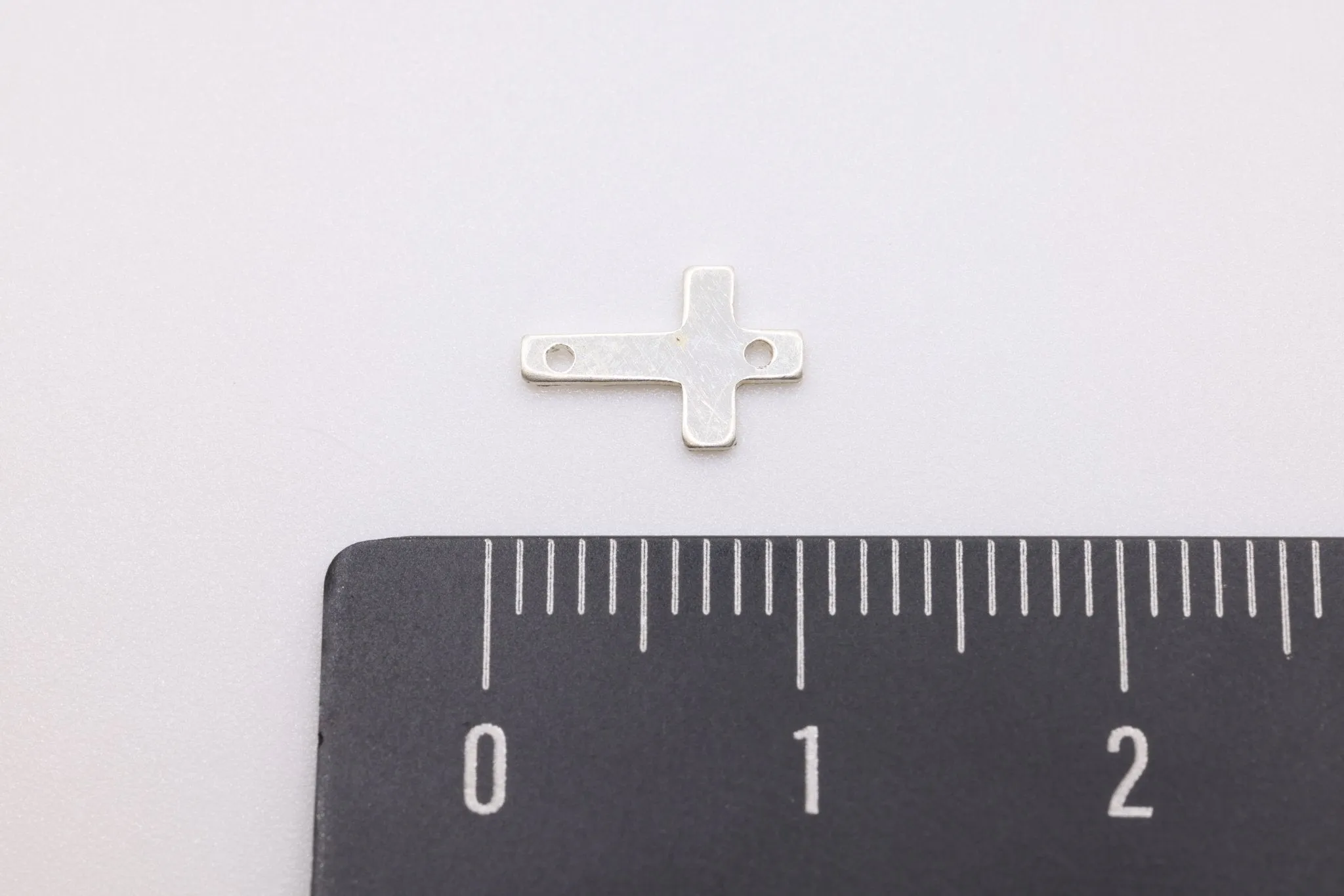 Sterling Silver Cross Connector Charm, 9mm x 6mm, Spacer Link Charm, Sideways Horizontal Cross