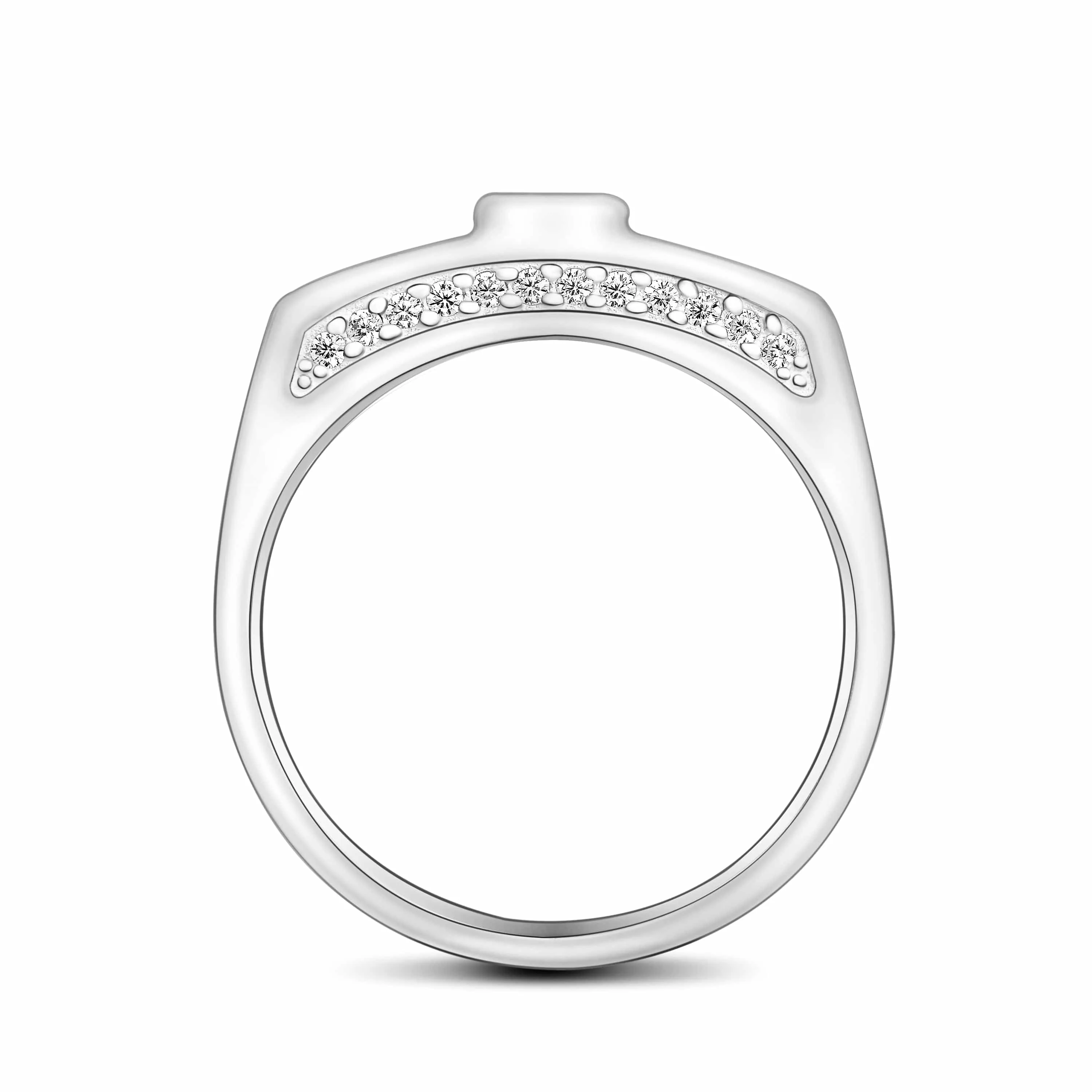 Sterling Silver Princess Cut Engagement Rings for Men