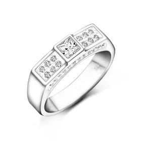 Sterling Silver Princess Cut Engagement Rings for Men