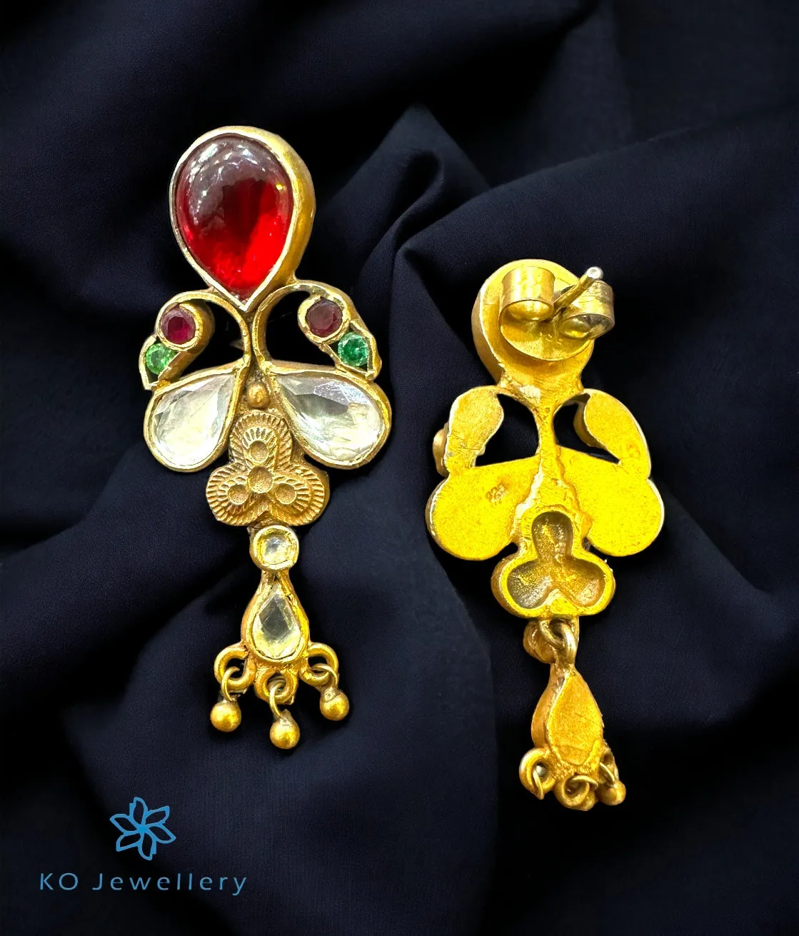 The Peacock Silver Kundan Earrings