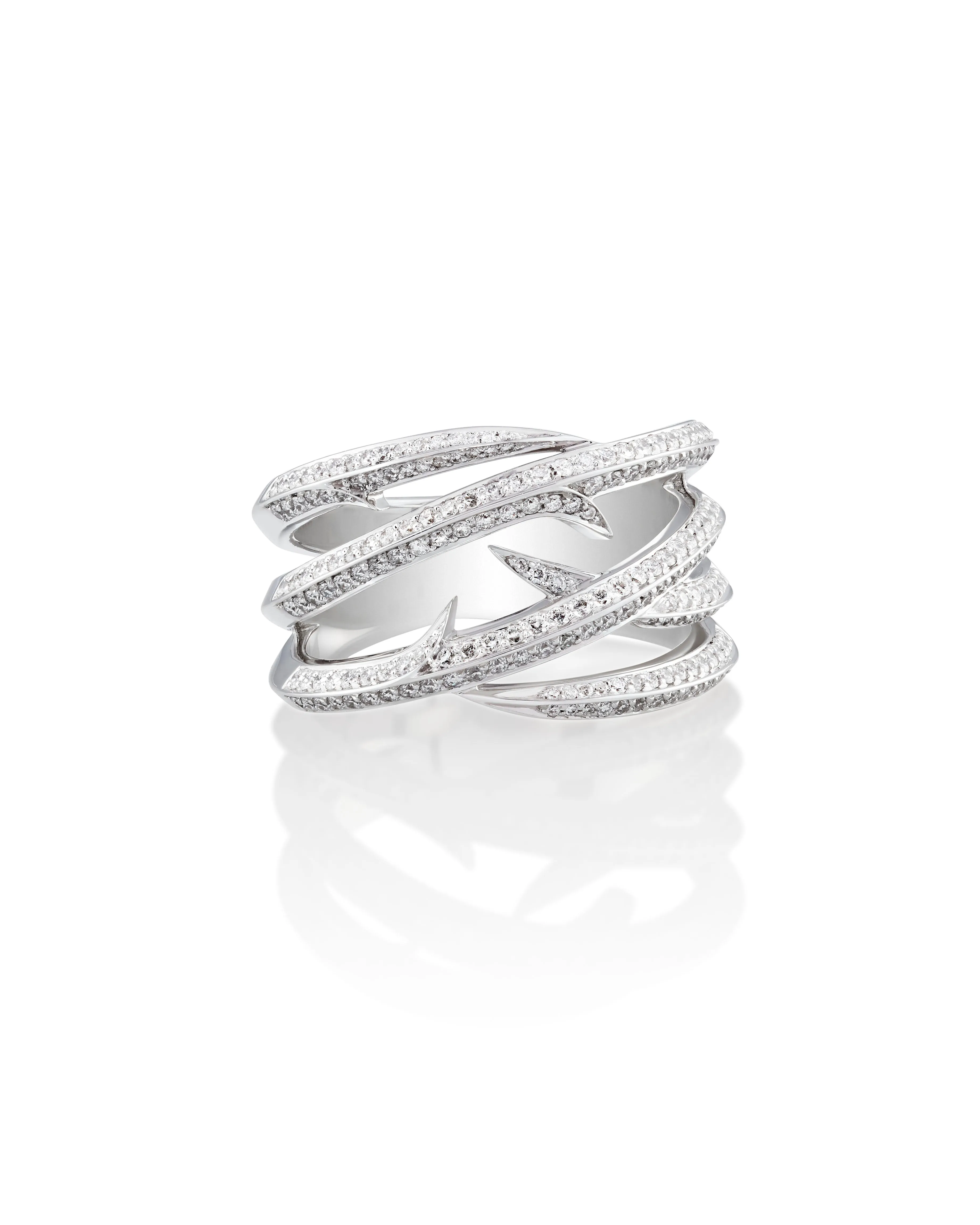 Thorn Embrace Wrap Band Ring in White Gold