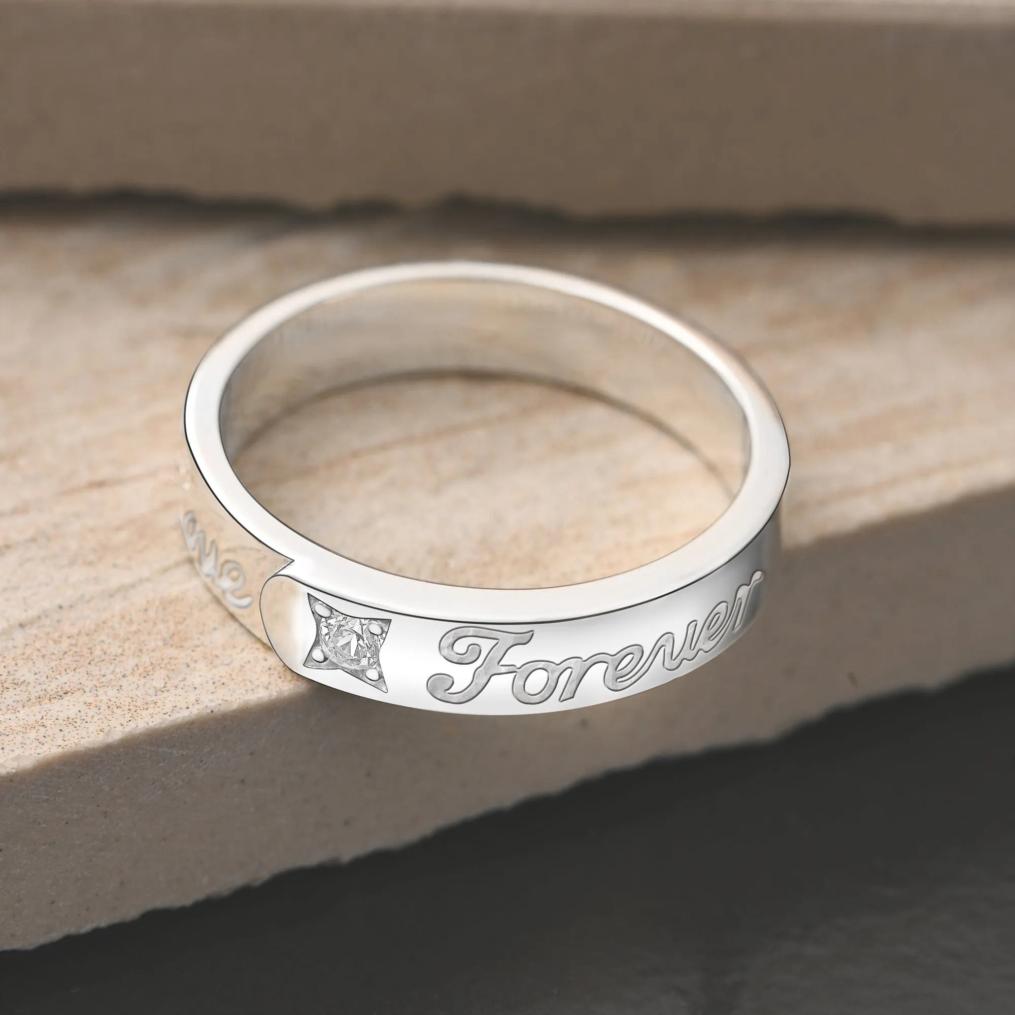 Together Forever Silver Promise Rings for Him