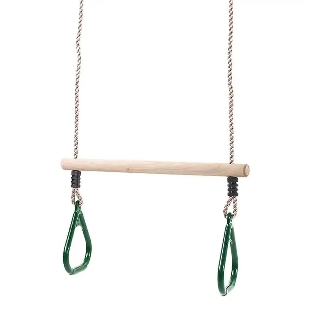 Trapeze Bar With Green Rings - Safe & Sturdy