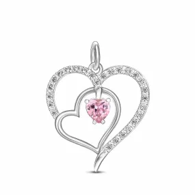 Triple Heart Pendant Sterling Silver with Pink CZ