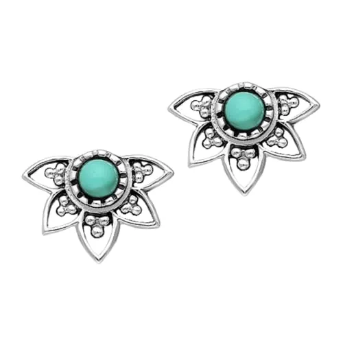 Turquoise Filigree Floral Stud Earrings