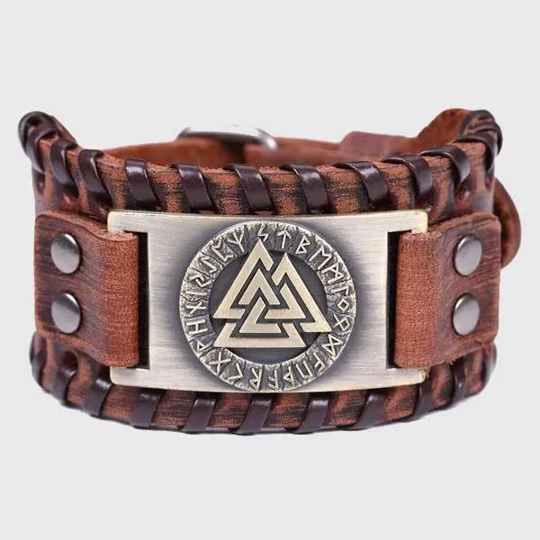 Valknut Leather Bracelet