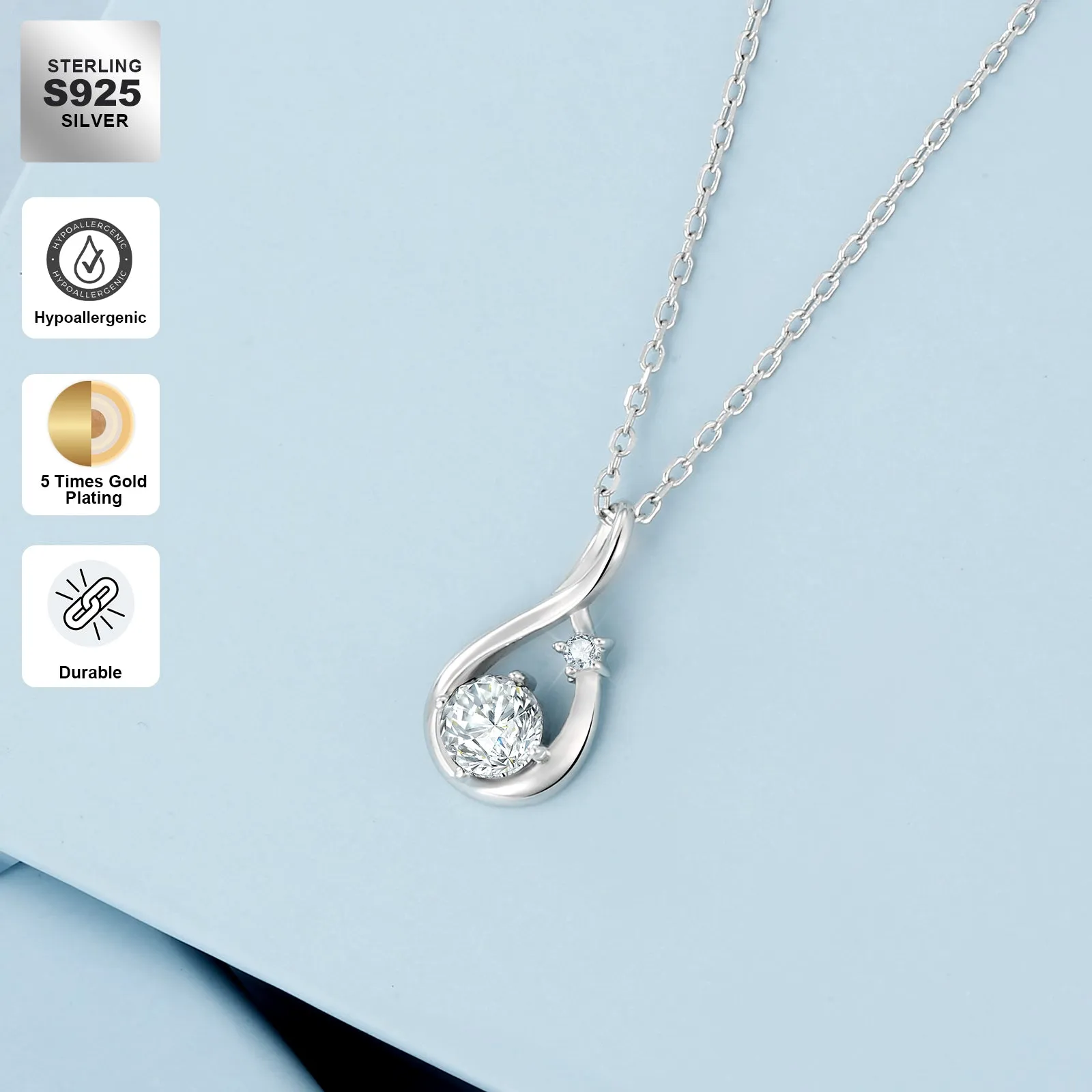 Water Drop VVS1 Moissanite Pendant Necklace for Women 0412