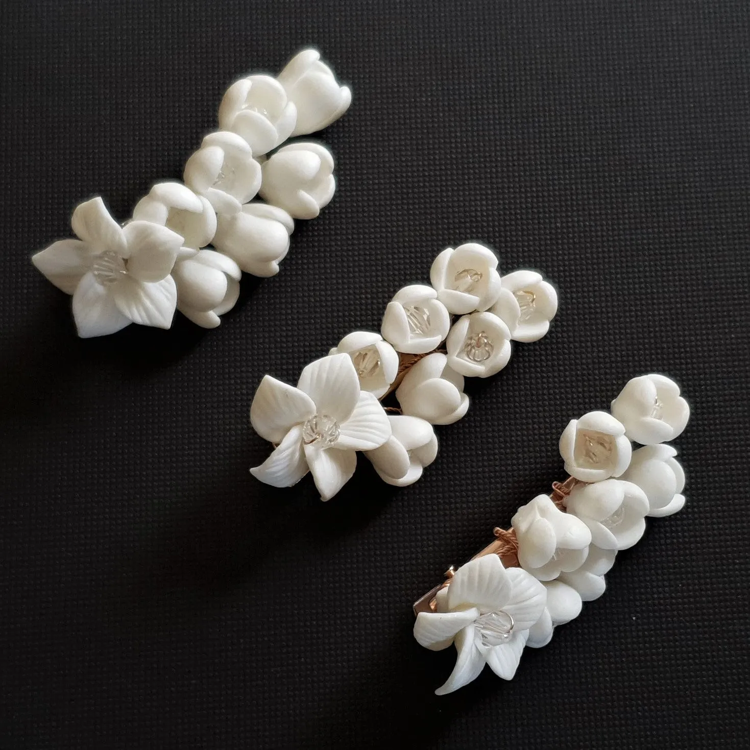 White Flower Wedding Hair Clip for Flower Girls-Lilac