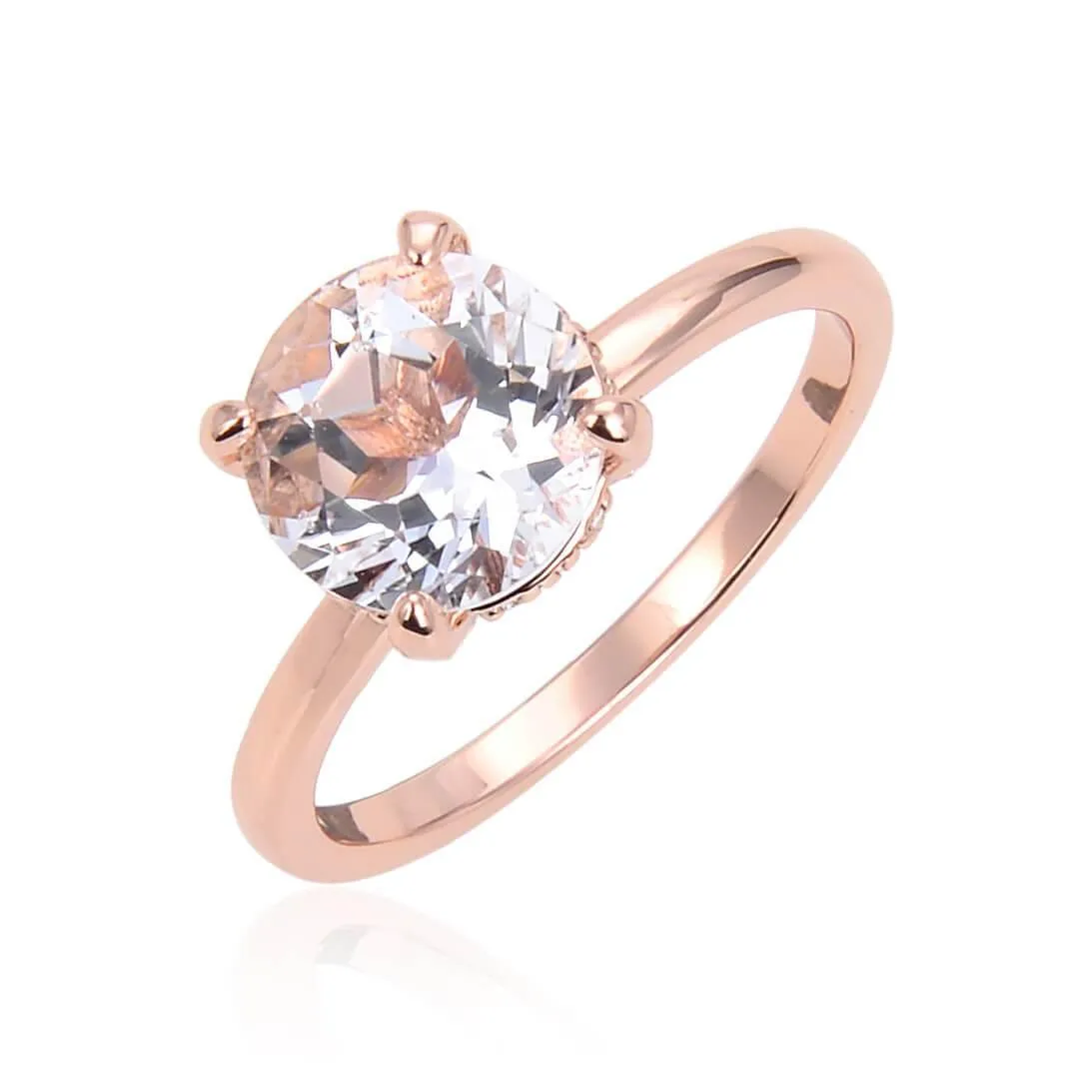 White Topaz Solitiare Engagement Ring in Rose Gold