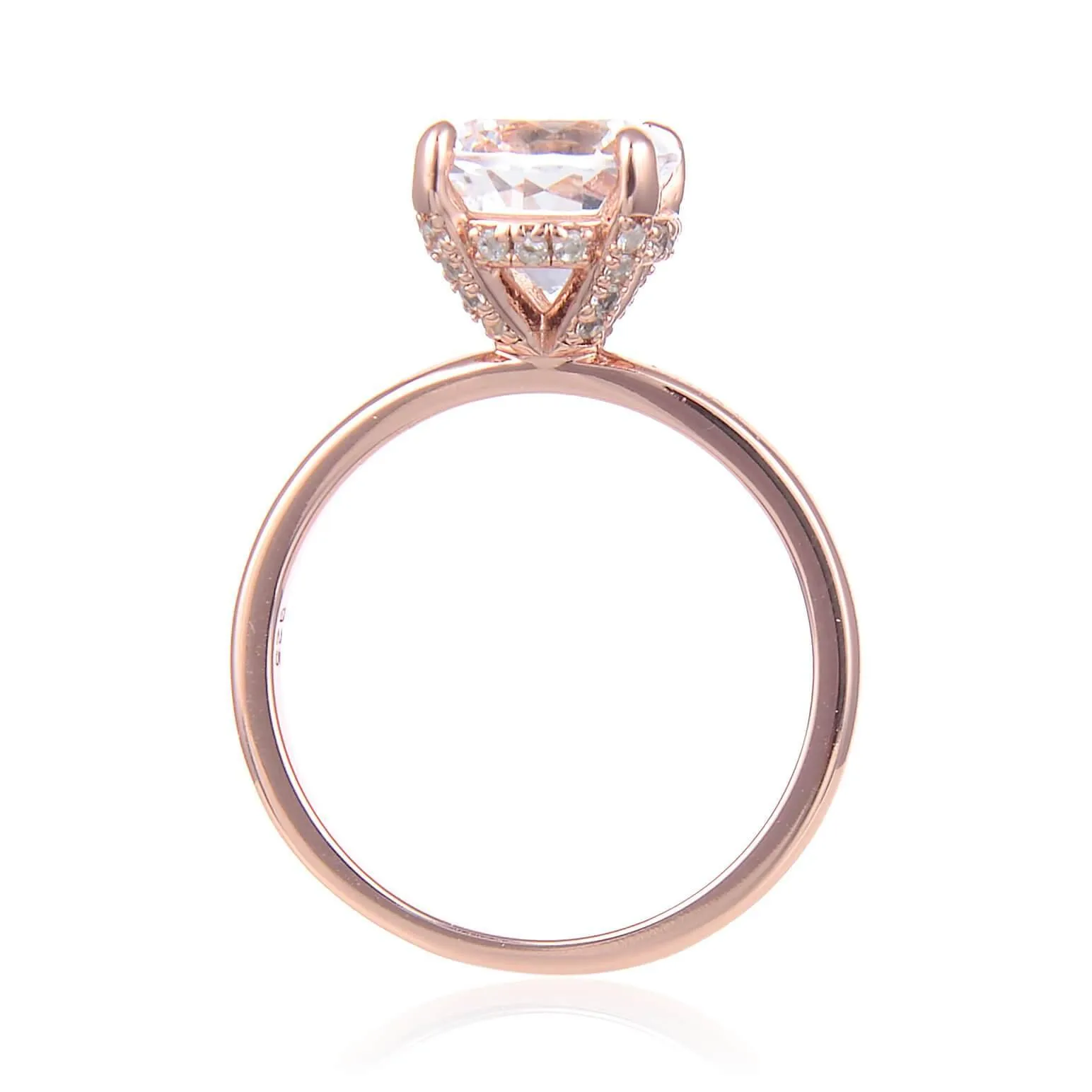 White Topaz Solitiare Engagement Ring in Rose Gold