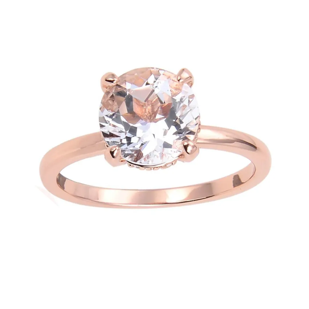 White Topaz Solitiare Engagement Ring in Rose Gold