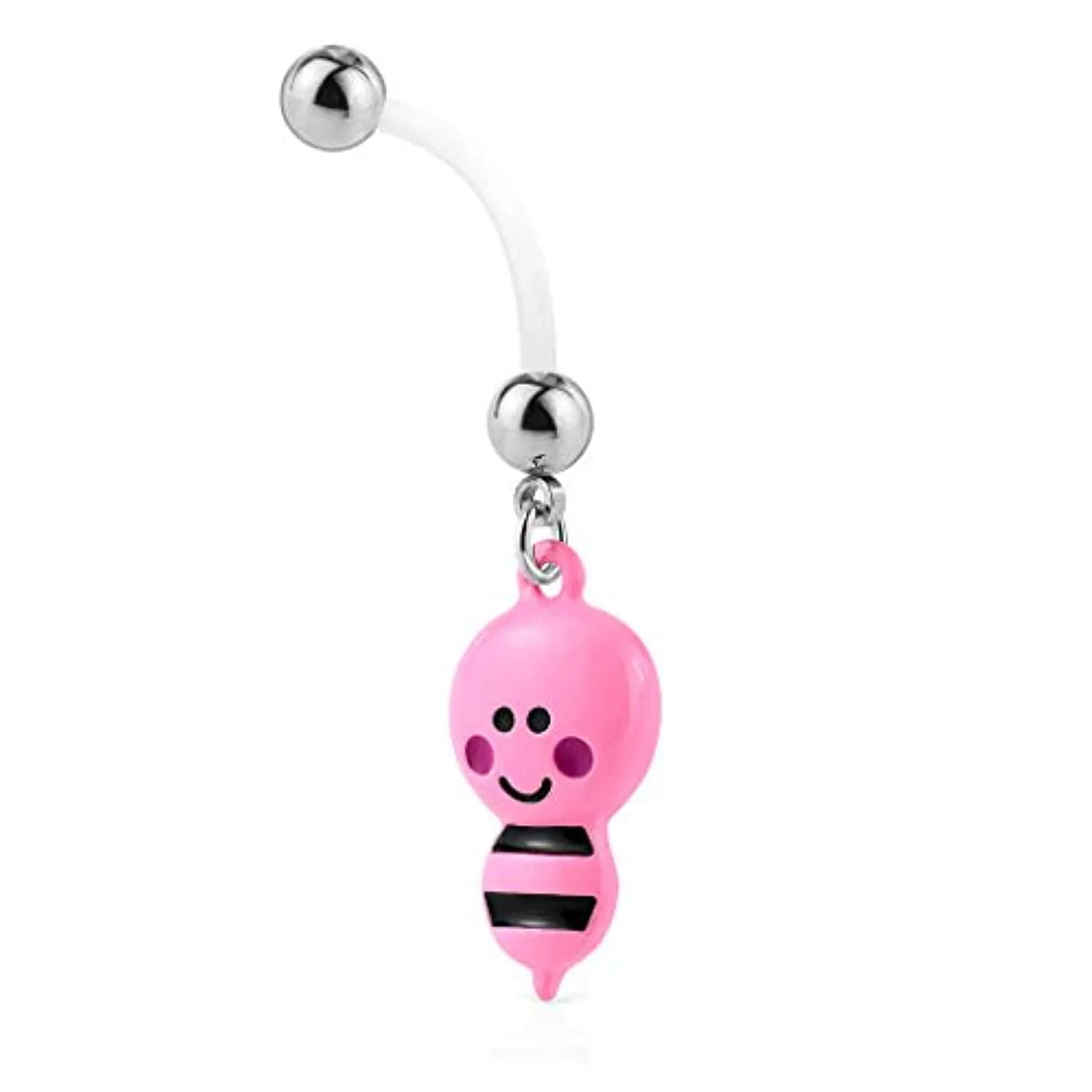 WildKlass Bumble bee Dangle Pregnancy Belly Rings Bioflex with 316L Surgical Steel Balls