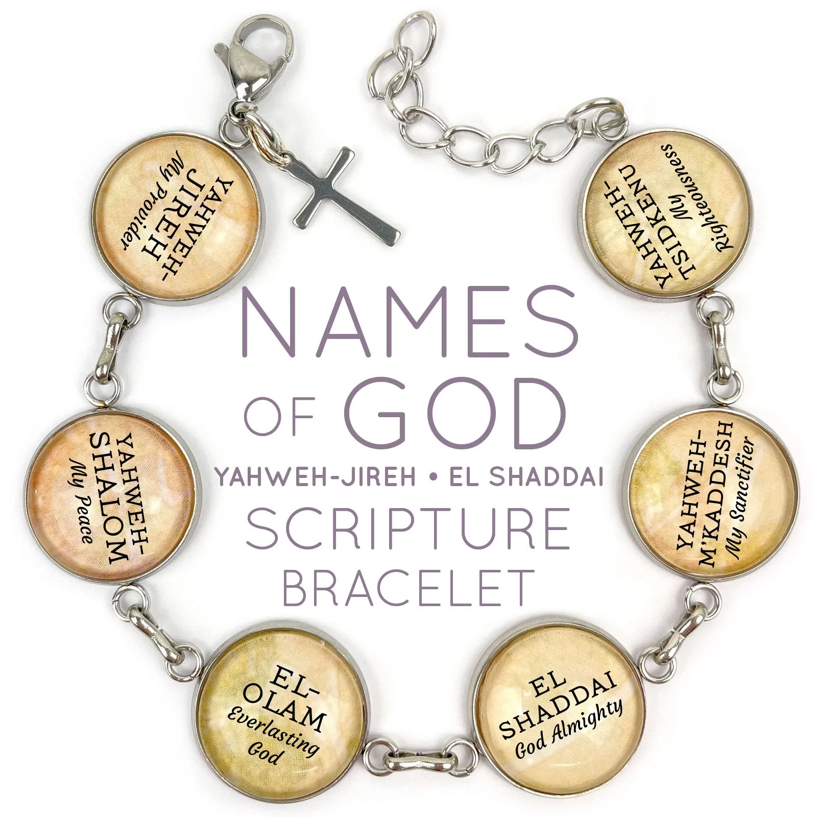 Yahweh-Jireh, My Provider – Names of God Hebrew Scripture Pendant Necklace (2 Sizes) – Jewelry Set